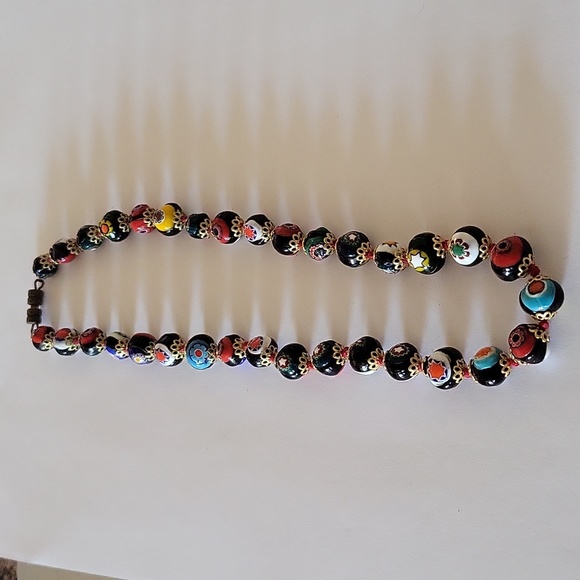Vintage Venetian Millefiori Murano Italian Glass Bead Necklace - Picture 5 of 5